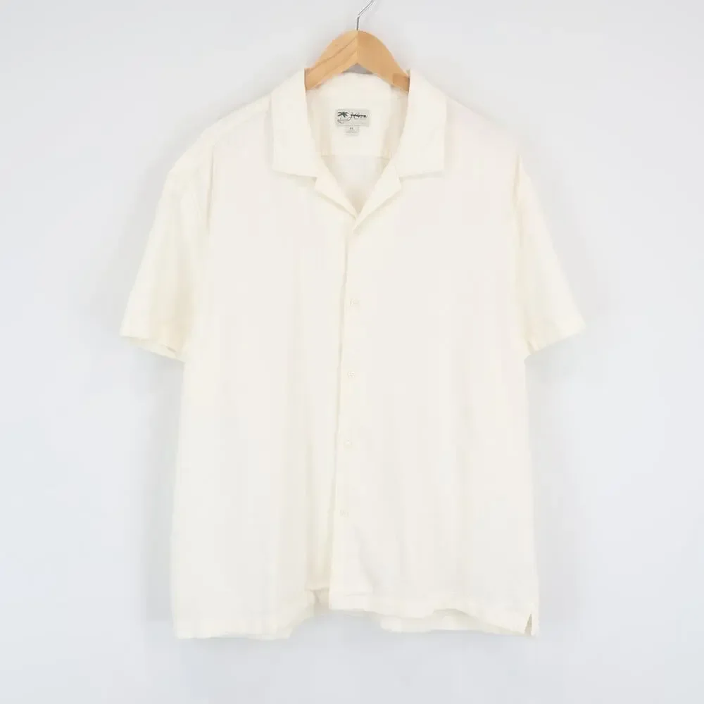 J.Crew Men's Short Sleeve Textured Cotton Camp Collar Shirt Ivory Size XL NWOT